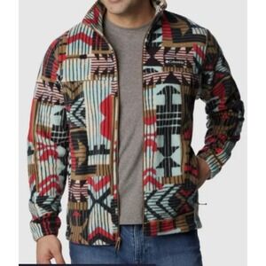Columbia Red Delta Pathways Printed Steens Mountain Fleece Zip Jacket Size Small